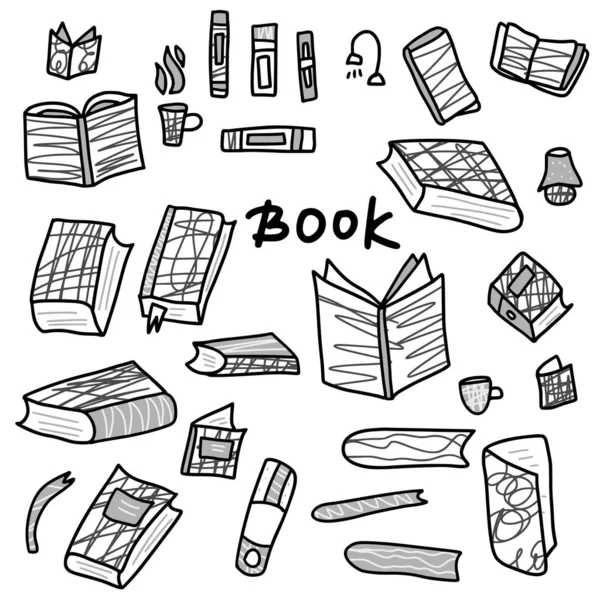 Concetto di libro. Illustrazione vettoriale in stile doodle . — Vettoriale Stock
