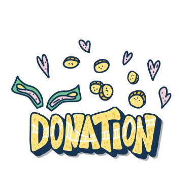 Yazı ve dekor ile vektör bağış kutusu. 