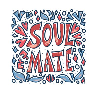 Soulmate teklif tasarım. Vektör rengi stilize metin.