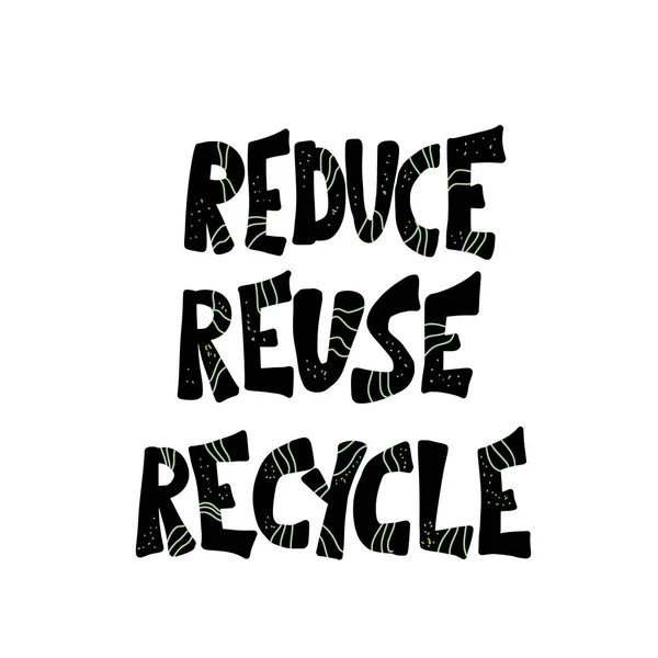 Reduce Reuse Recycle concept. Vector text design. — Stock Vector