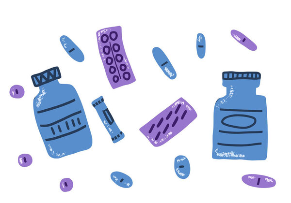 Пробиотическая плоская концепция изолирована. Векторный набор
