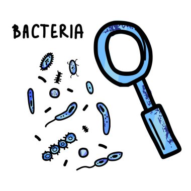 Bakteri işaretleri izole edilmiş. Vektör tasarım çizim seti.