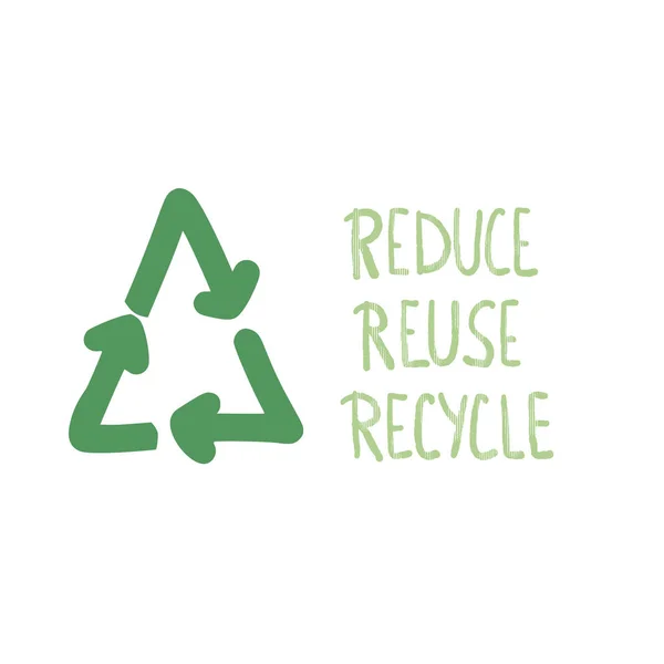 Reduza o conceito de reciclagem de reutilização. Design de texto vetorial . — Vetor de Stock