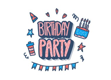 Doğum günü partisi afiş seti. Vektör konsept tasarımı.