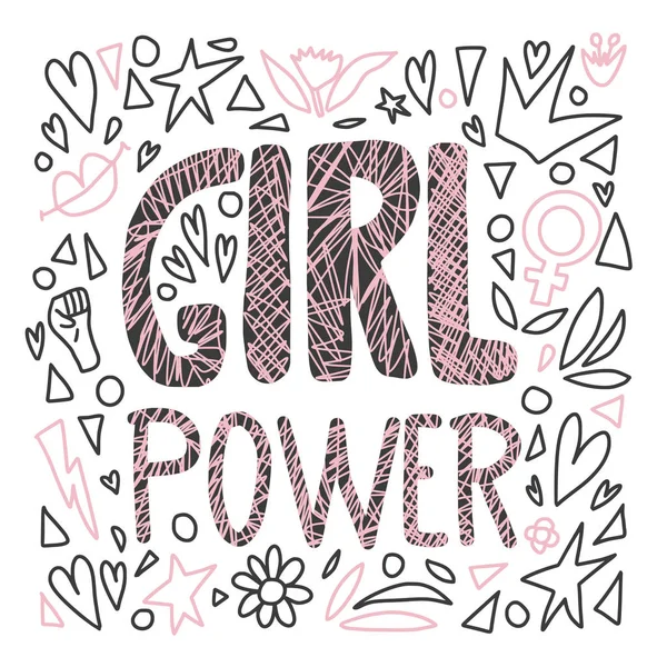 Lány hatalom plakát. Vektor koncepció szöveg Decor. — Stock Vector