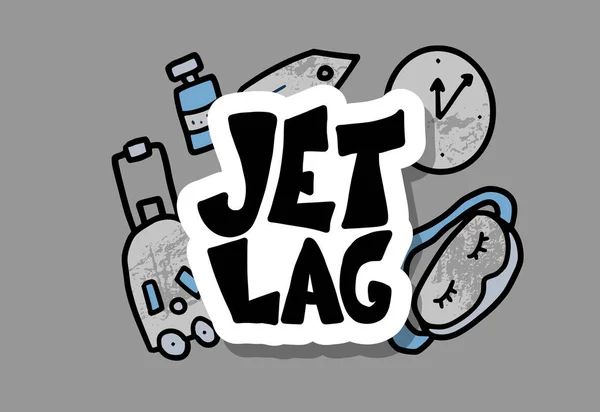 Jet lag cita estilizada. emblema del concepto vectorial . — Vector de stock