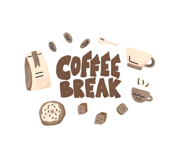 Coffee break stylized phrase. Vector illustration. — Stock Vector