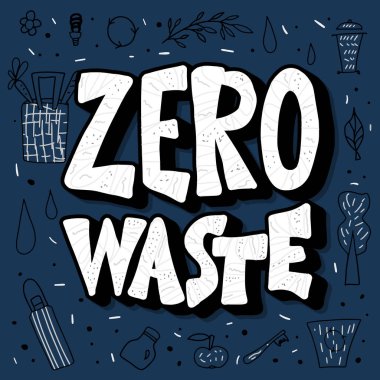 Sıfır atık amblemi. Vektör eko poster şablonu.