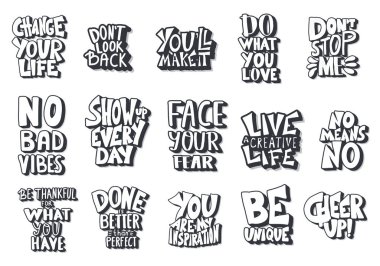 İzole motivasyonel tırnak seti. Vektör metni.