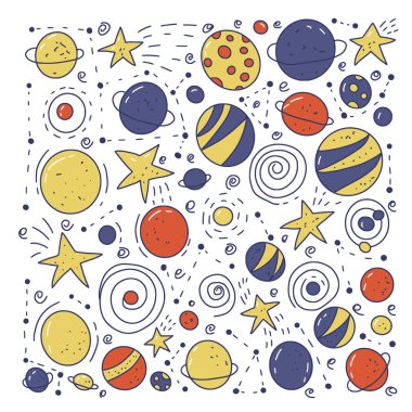 Boşluk nesneleri ve simgeleri ayarlayın. Vektör Illustration