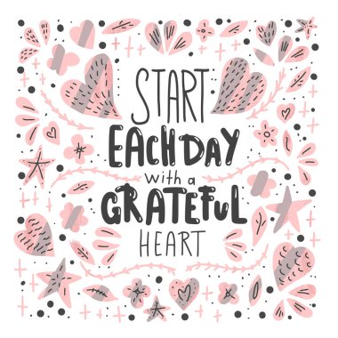 Her gün bir minnettar kalp poster ile başlayın.