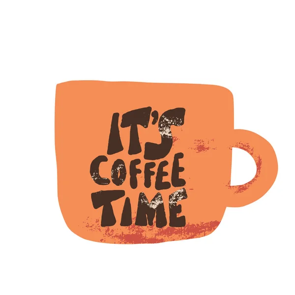 咖啡时间短语。手绘消息. — 图库矢量图片