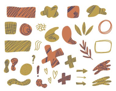 Kolaj tasarım öğeleri kümesi. Vektör toplama.