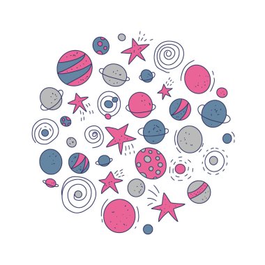 Boşluk nesneleri ve simgeleri ayarlayın. Vektör Illustration