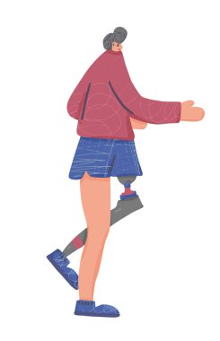 Runner. Bacak protezi olan kişi. Vektör tasarımı.