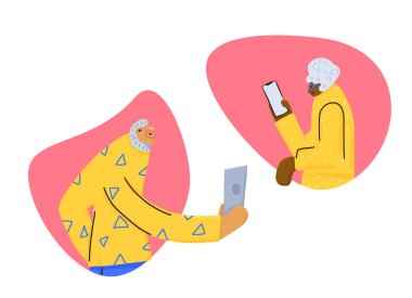 Bir grup yaşlı insan izole edildi. Vektör Illustration.