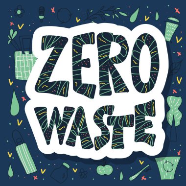 Sıfır atık amblemi. Vektör eko poster şablonu.