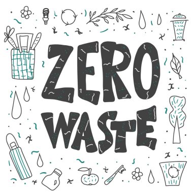 Sıfır atık amblemi. Vektör eko poster şablonu.