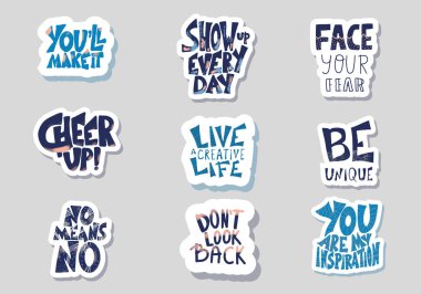 Etiket tırnak seti. Vektör metin illüstrasyonu.