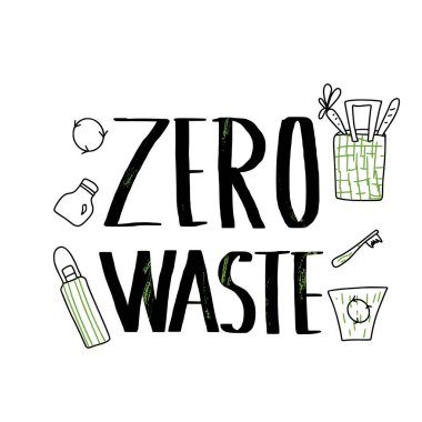 Sıfır atık amblemi. Vektör eko poster şablonu.