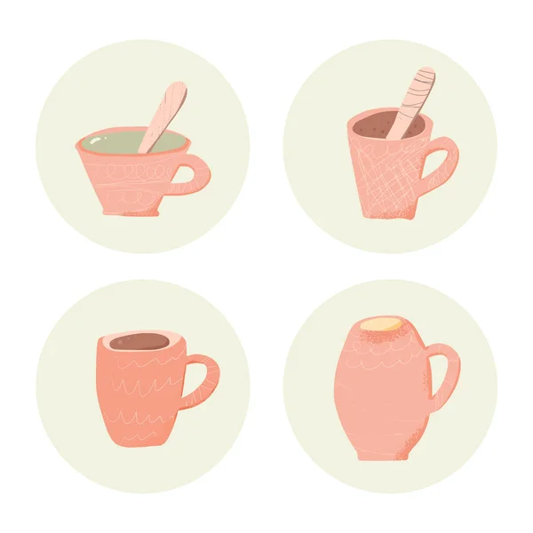 Чай. Чашки и чайники. Векторная иллюстрация . — стоковый вектор