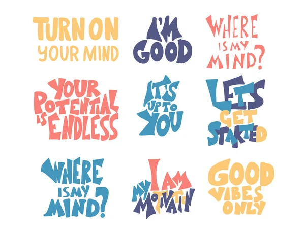 Conjunto de citas motivacionales aisladas. Texto vectorial . — Archivo Imágenes Vectoriales