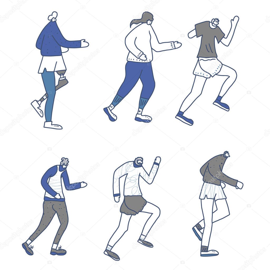 Runners group Different persons Vector flat design