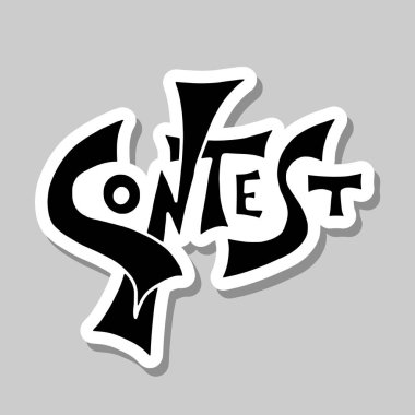 Yarışma metni. Elle çizilmiş bir kelime. Vektör çizimi.