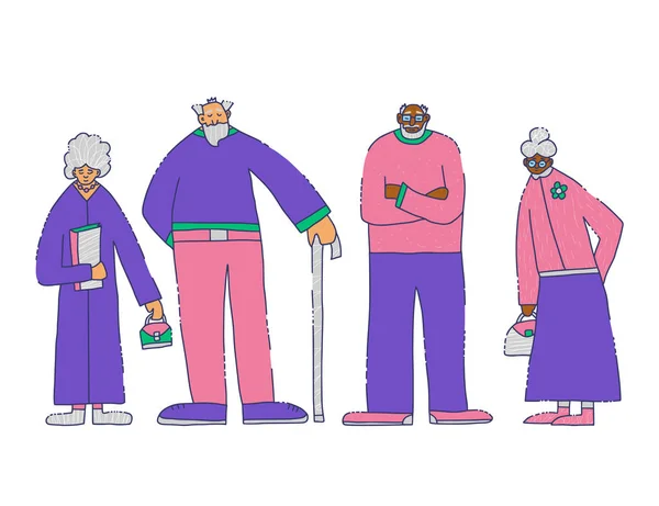 Група людей похилого віку ізольована. Векторні ілюстрації . — стоковий вектор