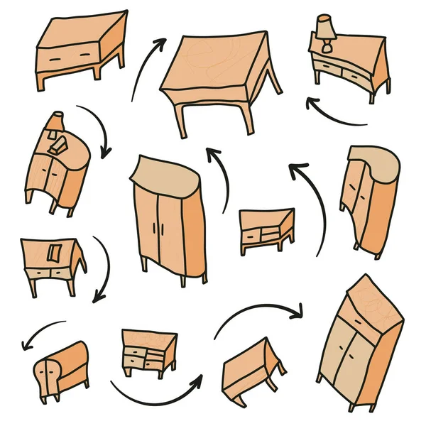 Furniture set disfiguredproportions doodle style