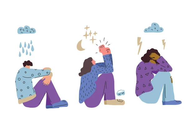 Zihinsel disoder. Yerde oturan gençler.