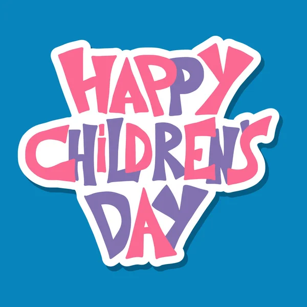Glücklicher Kindertag. Vektor handgezeichnetes Emblem. — Stockvektor