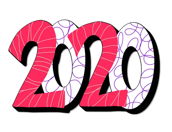 Номер 2020. Новогодний знак. Векторная иллюстрация . — стоковый вектор