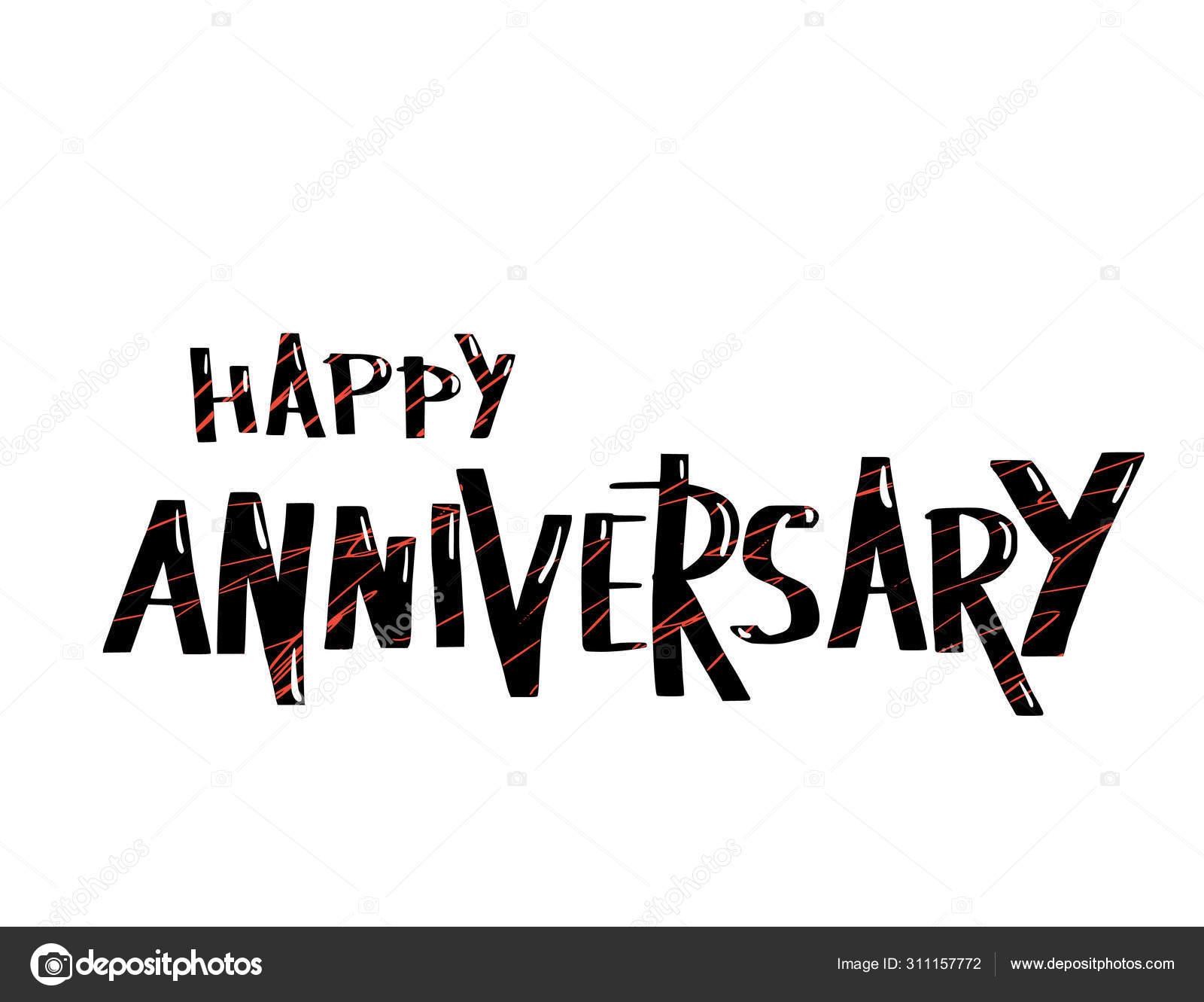 Happy anniversary text. Vector word with decor. Stock Vector Image Inside Anniversary Card Template Word