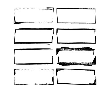 Grunge siyah çerçeveler kümesi. Kenarlıkları fırçalar.