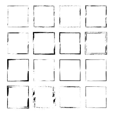 Grunge siyah çerçeveler kümesi. Kenarlıkları fırçalar.