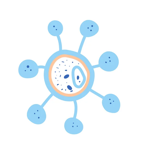 Bacteriën cel Vector illustartie in doodle stijl — Stockvector