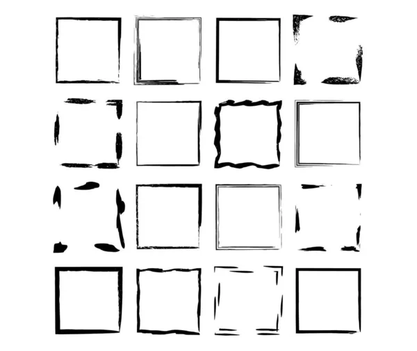 Grunge siyah çerçeveler kümesi. Kenarlıkları fırçalar.