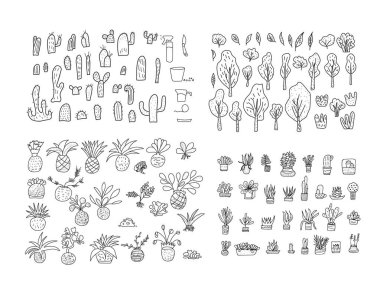 Doodle simgesi kümesi. Elle çizilmiş illüstrasyon.