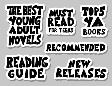 Genç yetişkinler kitap ifadeler ayarlayın. Vektör illustartion