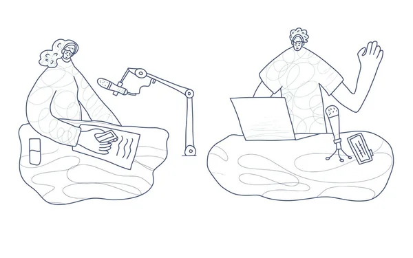 팟 캐스트 평면 개념입니다. 벡터 컬러 카드 디자인. — 스톡 벡터
