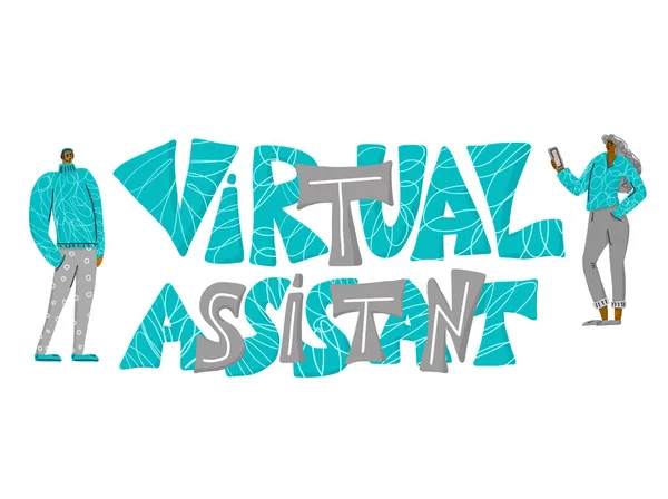 Assistente virtuale testo. Citazione disegnata a mano vettoriale . — Vettoriale Stock