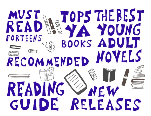 Genç yetişkinler kitap ifadeler ayarlayın. Vektör illustartion