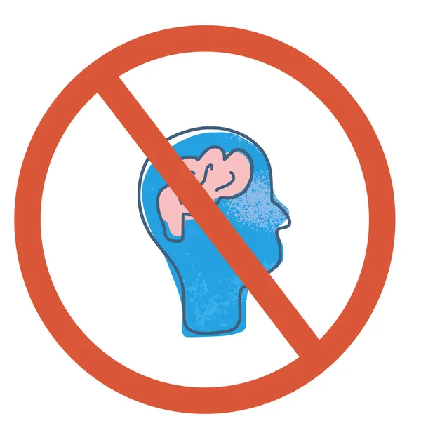 Stop Het Hersenteken Icoon Beperk Het Symbool Vectorillustratie — Stockvector