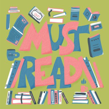 Metin amblemini okumalıyım. Şekil değiştirilmiş harfler. El çizimi alıntı. Vektör illüstrasyonu. 