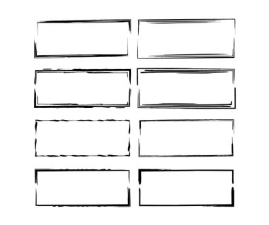 Çerçeve demeti. Siyah sınır koleksiyonu. Kolaj için elementler. Vektör illüstrasyonu.