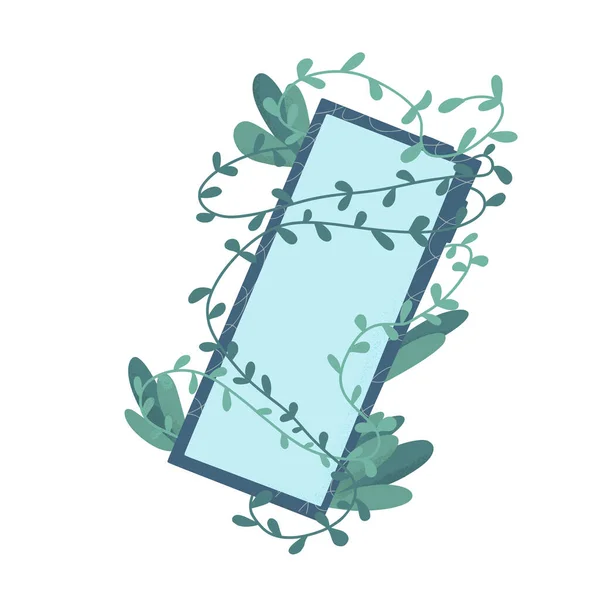 Mobilní Koncept Telefonní Obrazovka Zelenou Výzdobou Rostlin Vektorová Ilustrace — Stockový vektor