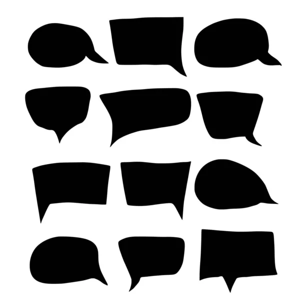 Discorso Bolle Silhouette Isolato Sfondo Bianco Raccolta Elementi Conversazione Disegnati — Vettoriale Stock