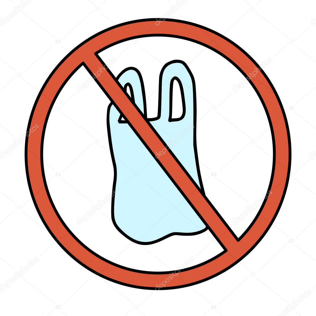 No plastic symbol. Forbidden  plastic bag sign. Vector illustration.