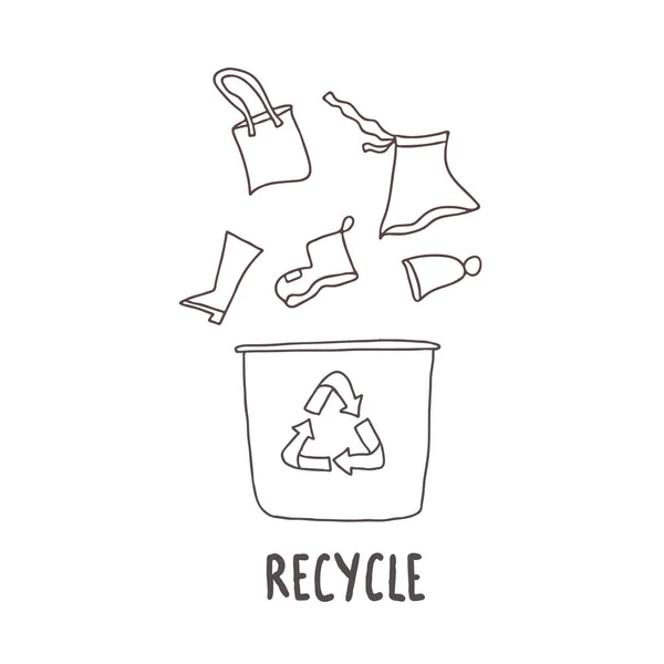 Recycle Symbol Recycling Clothes Sign Isolated White Background Zero Waste — Stock Vector